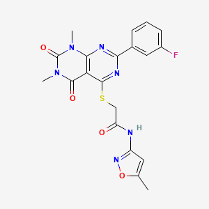 2-((2-(3-fluorophenyl)-6,8-dimethyl-5,7-dioxo-5,6,7,8-tetrahydropyrimido[4,5-d]pyrimidin-4-yl)thio)-N-(5-methylisoxazol-3-yl)acetamide