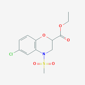 molecular formula C12H14ClNO5S B2750376 ethyl 6-chloro-4-(methylsulfonyl)-3,4-dihydro-2H-1,4-benzoxazine-2-carboxylate CAS No. 866134-34-1