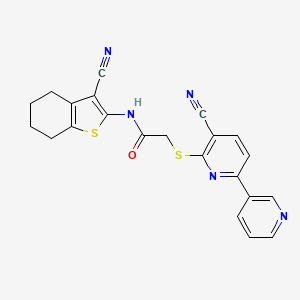 2-(3-cyano-6-pyridin-3-ylpyridin-2-yl)sulfanyl-N-(3-cyano-4,5,6,7-tetrahydro-1-benzothiophen-2-yl)acetamide