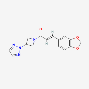 molecular formula C15H14N4O3 B2750399 (E)-1-(3-(2H-1,2,3-triazol-2-yl)azetidin-1-yl)-3-(benzo[d][1,3]dioxol-5-yl)prop-2-en-1-one CAS No. 2321337-31-7