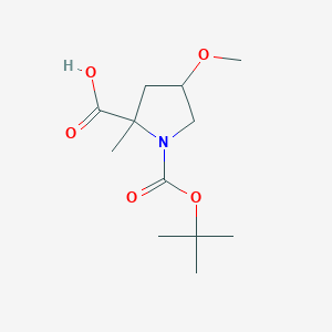 molecular formula C12H21NO5 B2750404 1-[(Tert-butoxy)carbonyl]-4-methoxy-2-methylpyrrolidine-2-carboxylic acid CAS No. 2031258-56-5