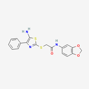 molecular formula C18H15N3O3S2 B2750416 2-((5-amino-4-phenylthiazol-2-yl)thio)-N-(benzo[d][1,3]dioxol-5-yl)acetamide CAS No. 1021124-75-3