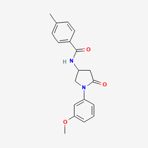 molecular formula C19H20N2O3 B2750417 N-(1-(3-methoxyphenyl)-5-oxopyrrolidin-3-yl)-4-methylbenzamide CAS No. 905681-09-6