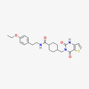 molecular formula C24H29N3O4S B2750427 4-((2,4-dioxo-1,2-dihydrothieno[3,2-d]pyrimidin-3(4H)-yl)methyl)-N-(4-ethoxyphenethyl)cyclohexanecarboxamide CAS No. 941882-16-2