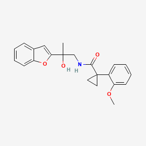 molecular formula C22H23NO4 B2750436 N-(2-(benzofuran-2-yl)-2-hydroxypropyl)-1-(2-methoxyphenyl)cyclopropanecarboxamide CAS No. 1904297-37-5