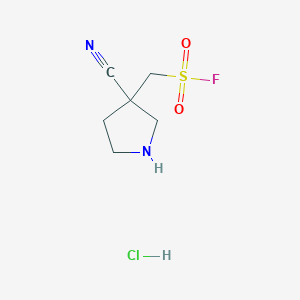 molecular formula C6H10ClFN2O2S B2750437 (3-氰基吡咯烷-3-基)甲磺酰氟化物;盐酸盐 CAS No. 2377035-99-7