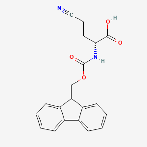 molecular formula C20H18N2O4 B2750443 (R)-2-((((9H-Fluoren-9-yl)methoxy)carbonyl)amino)-4-cyanobutanoic acid CAS No. 1262802-58-3