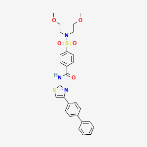 molecular formula C28H29N3O5S2 B2750448 4-[双(2-甲氧基乙基)磺酰氨基]-N-[4-(4-苯基苯基)-1,3-噻唑-2-基]苯甲酰胺 CAS No. 475044-28-1