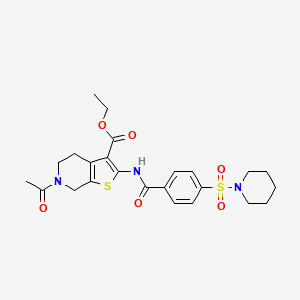 molecular formula C24H29N3O6S2 B2750450 Ethyl 6-acetyl-2-(4-(piperidin-1-ylsulfonyl)benzamido)-4,5,6,7-tetrahydrothieno[2,3-c]pyridine-3-carboxylate CAS No. 449769-51-1
