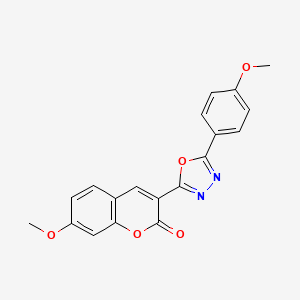 molecular formula C19H14N2O5 B2750451 7-methoxy-3-(5-(4-methoxyphenyl)-1,3,4-oxadiazol-2-yl)-2H-chromen-2-one CAS No. 2309825-22-5