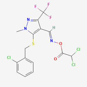 (E)-[(5-{[(2-chlorophenyl)methyl]sulfanyl}-1-methyl-3-(trifluoromethyl)-1H-pyrazol-4-yl)methylidene]amino 2,2-dichloroacetate