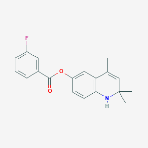 molecular formula C19H18FNO2 B2750459 2,2,4-三甲基-1,2-二氢喹啉-6-基 3-氟苯酸酯 CAS No. 714278-29-2