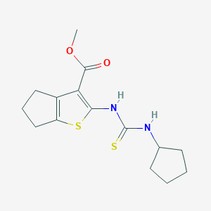 molecular formula C15H20N2O2S2 B275046 methyl 2-(cyclopentylcarbamothioylamino)-5,6-dihydro-4H-cyclopenta[b]thiophene-3-carboxylate 