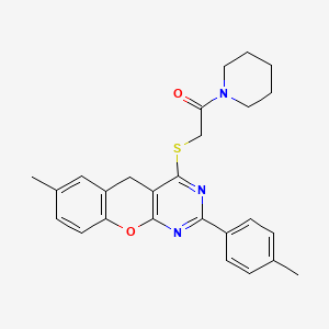 2-((7-methyl-2-(p-tolyl)-5H-chromeno[2,3-d]pyrimidin-4-yl)thio)-1-(piperidin-1-yl)ethanone