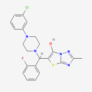molecular formula C22H21ClFN5OS B2750486 5-((4-(3-Chlorophenyl)piperazin-1-yl)(2-fluorophenyl)methyl)-2-methylthiazolo[3,2-b][1,2,4]triazol-6-ol CAS No. 869344-01-4