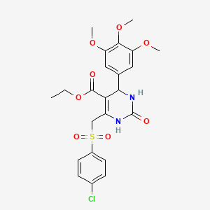 Ethyl 6-(((4-chlorophenyl)sulfonyl)methyl)-2-oxo-4-(3,4,5-trimethoxyphenyl)-1,2,3,4-tetrahydropyrimidine-5-carboxylate