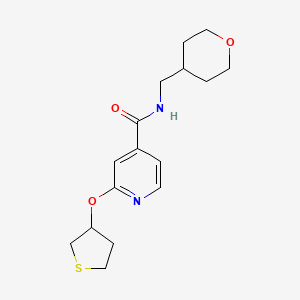molecular formula C16H22N2O3S B2750513 N-((tetrahydro-2H-pyran-4-yl)methyl)-2-((tetrahydrothiophen-3-yl)oxy)isonicotinamide CAS No. 2034389-82-5
