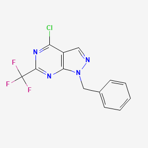 molecular formula C13H8ClF3N4 B2750516 1-Benzyl-4-chloro-6-(trifluoromethyl)pyrazolo[3,4-d]pyrimidine CAS No. 871547-71-6