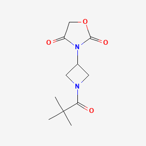 molecular formula C11H16N2O4 B2750519 3-(1-戊酰基氮杂环丁烷-3-基)噁唑烷-2,4-二酮 CAS No. 2034493-35-9