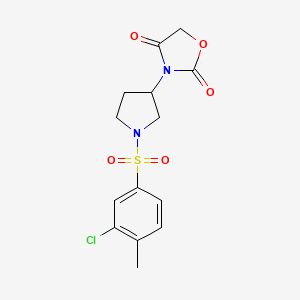 molecular formula C14H15ClN2O5S B2750522 3-(1-((3-Chloro-4-methylphenyl)sulfonyl)pyrrolidin-3-yl)oxazolidine-2,4-dione CAS No. 2034384-17-1