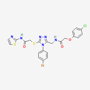 molecular formula C22H18BrClN6O3S2 B2750533 2-((4-(4-bromophenyl)-5-((2-(4-chlorophenoxy)acetamido)methyl)-4H-1,2,4-triazol-3-yl)thio)-N-(thiazol-2-yl)acetamide CAS No. 391951-40-9