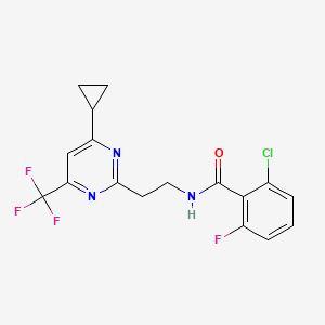 molecular formula C17H14ClF4N3O B2750540 2-chloro-N-(2-(4-cyclopropyl-6-(trifluoromethyl)pyrimidin-2-yl)ethyl)-6-fluorobenzamide CAS No. 1421585-38-7