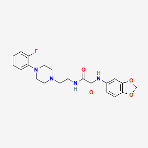 molecular formula C21H23FN4O4 B2750544 N1-(benzo[d][1,3]dioxol-5-yl)-N2-(2-(4-(2-fluorophenyl)piperazin-1-yl)ethyl)oxalamide CAS No. 1049398-49-3