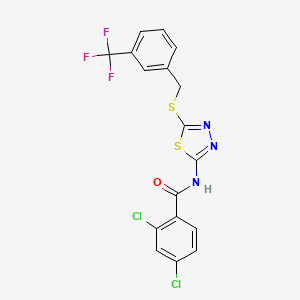 molecular formula C17H10Cl2F3N3OS2 B2750552 2,4-dichloro-N-(5-((3-(trifluoromethyl)benzyl)thio)-1,3,4-thiadiazol-2-yl)benzamide CAS No. 392302-27-1