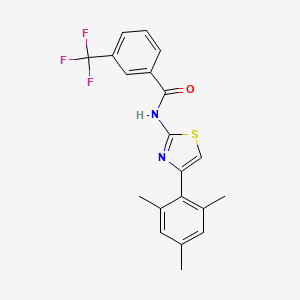 molecular formula C20H17F3N2OS B2750556 3-(trifluoromethyl)-N-[4-(2,4,6-trimethylphenyl)-1,3-thiazol-2-yl]benzamide CAS No. 330189-88-3