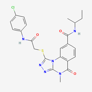 molecular formula C23H23ClN6O3S B2750562 N-(sec-butyl)-1-((2-((4-chlorophenyl)amino)-2-oxoethyl)thio)-4-methyl-5-oxo-4,5-dihydro-[1,2,4]triazolo[4,3-a]quinazoline-8-carboxamide CAS No. 1105237-11-3