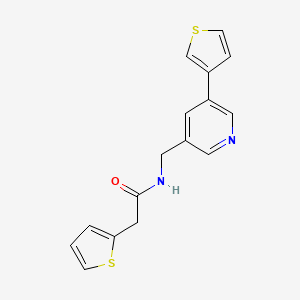 molecular formula C16H14N2OS2 B2750591 2-(thiophen-2-yl)-N-((5-(thiophen-3-yl)pyridin-3-yl)methyl)acetamide CAS No. 1704530-03-9