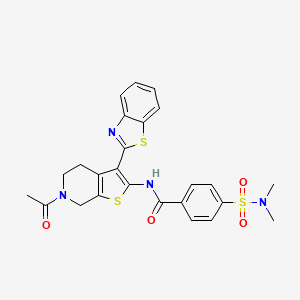 molecular formula C25H24N4O4S3 B2750601 N-(6-乙酰基-3-(苯并[d]噻唑-2-基)-4,5,6,7-四氢噻吩[2,3-c]吡啉-2-基)-4-(N,N-二甲基磺酰基)苯甲酰胺 CAS No. 449770-15-4