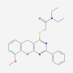 N,N-diethyl-2-((9-methoxy-2-phenyl-5H-chromeno[2,3-d]pyrimidin-4-yl)thio)acetamide