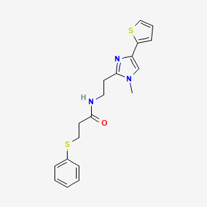 N-(2-(1-methyl-4-(thiophen-2-yl)-1H-imidazol-2-yl)ethyl)-3-(phenylthio)propanamide