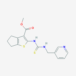 molecular formula C16H17N3O2S2 B275063 methyl 2-{[(pyridin-3-ylmethyl)carbamothioyl]amino}-5,6-dihydro-4H-cyclopenta[b]thiophene-3-carboxylate 