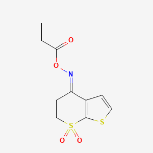 molecular formula C10H11NO4S2 B2750634 [(E)-(7,7-dioxo-5,6-dihydrothieno[2,3-b]thiopyran-4-ylidene)amino] propanoate CAS No. 672951-62-1