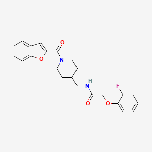 molecular formula C23H23FN2O4 B2750641 N-((1-(benzofuran-2-carbonyl)piperidin-4-yl)methyl)-2-(2-fluorophenoxy)acetamide CAS No. 1234808-61-7