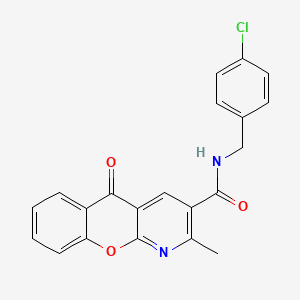 molecular formula C21H15ClN2O3 B2750650 N-(4-chlorobenzyl)-2-methyl-5-oxo-5H-chromeno[2,3-b]pyridine-3-carboxamide CAS No. 338417-61-1