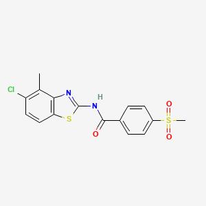 molecular formula C16H13ClN2O3S2 B2750653 N-(5-chloro-4-methylbenzo[d]thiazol-2-yl)-4-(methylsulfonyl)benzamide CAS No. 896352-40-2