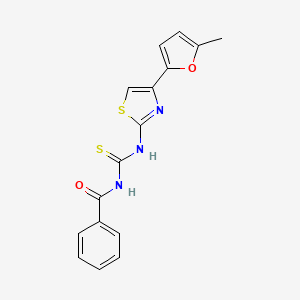 molecular formula C16H13N3O2S2 B2750657 N-((4-(5-甲基呋喃-2-基)噻唑-2-基)碳代硫酰)苯甲酰胺 CAS No. 476642-73-6