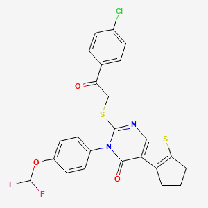 2-((2-(4-chlorophenyl)-2-oxoethyl)thio)-3-(4-(difluoromethoxy)phenyl)-6,7-dihydro-3H-cyclopenta[4,5]thieno[2,3-d]pyrimidin-4(5H)-one