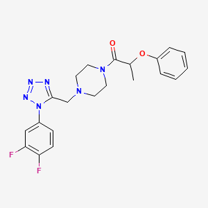 molecular formula C21H22F2N6O2 B2750675 1-(4-((1-(3,4-difluorophenyl)-1H-tetrazol-5-yl)methyl)piperazin-1-yl)-2-phenoxypropan-1-one CAS No. 1040677-12-0