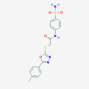 N-[4-(aminosulfonyl)phenyl]-2-{[5-(4-methylphenyl)-1,3,4-oxadiazol-2-yl]sulfanyl}acetamide