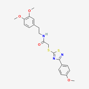 molecular formula C21H23N3O4S2 B2750690 N-(3,4-二甲氧基苯乙基)-2-((3-(4-甲氧基苯基)-1,2,4-噻二唑-5-基)硫)乙酰胺 CAS No. 864922-77-0