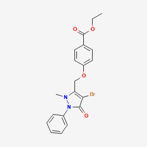 Ethyl 4-((4-bromo-2-methyl-5-oxo-1-phenyl-3-pyrazolin-3-YL)methoxy)benzoate