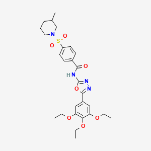 4-((3-methylpiperidin-1-yl)sulfonyl)-N-(5-(3,4,5-triethoxyphenyl)-1,3,4-oxadiazol-2-yl)benzamide