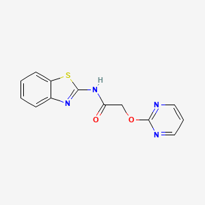 molecular formula C13H10N4O2S B2750706 N-(benzo[d]thiazol-2-yl)-2-(pyrimidin-2-yloxy)acetamide CAS No. 1251610-46-4