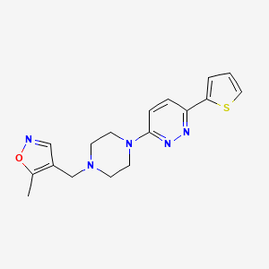 molecular formula C17H19N5OS B2750716 5-Methyl-4-[[4-(6-thiophen-2-ylpyridazin-3-yl)piperazin-1-yl]methyl]-1,2-oxazole CAS No. 2415461-94-6