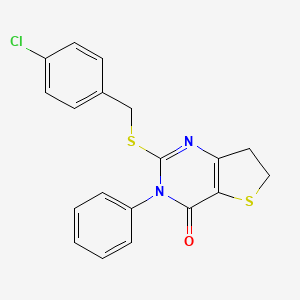 molecular formula C19H15ClN2OS2 B2750718 2-[(4-氯苯基)甲基硫)-3-苯基-6,7-二氢噻吩[3,2-d]嘧啶-4-酮 CAS No. 686771-12-0