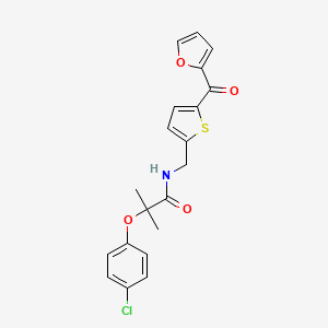 2-(4-chlorophenoxy)-N-((5-(furan-2-carbonyl)thiophen-2-yl)methyl)-2-methylpropanamide